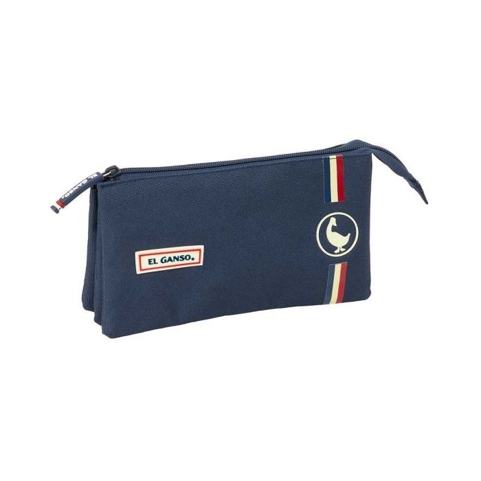 Safta el Ganso Eclipse Portatodo - 3 Compartimentos con Cremalleras - Bolsillo Interior - 0.6L - 220x30x120mm - Color Azul Marino