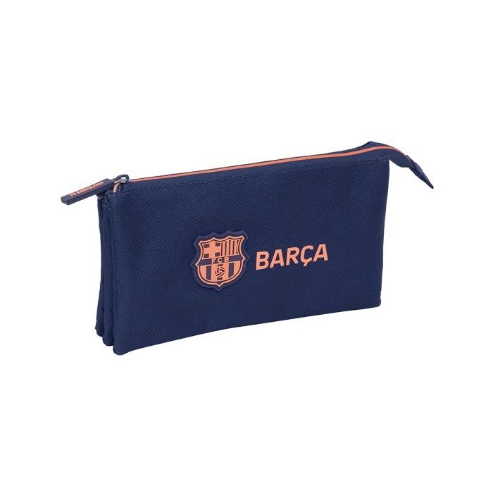 Safta F.C.Barcelona 2ª Equipacion Portatodo - 3 Compartimentos con Cremalleras - Bolsillo Interior - 0.6L - 220x30x120mm - Color Azul Marino