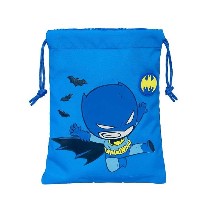 Safta Batman Preescolar Saco Plano - Cierre con Cordon - 1L - Material Resistente - Compacto y Portatil - Divertido y Llamativo - 200x250mm - Color Azul