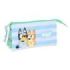 Safta Bluey Sisters Portatodo - 3 Compartimentos con Cremalleras - Bolsillo Interior - 0.6L - 220x30x120mm - Color Azul