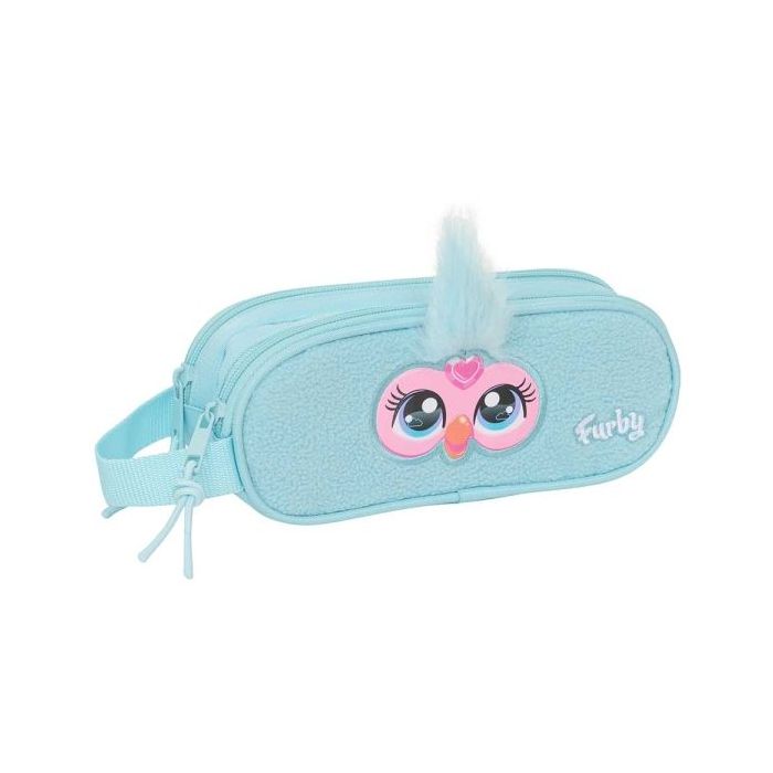 Safta Furby Portatodo - 2 Compartimentos con Cremalleras - Asa Lateral - 1L - 210x60x80mm - Color Azul Claro