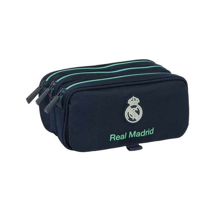 Safta Real Madrid 2ª Equipacion 25/26 Portatodo - 3 Compartimentos con Cremalleras - Bolsillo Frontal - Cinta Adaptable - 1.72L - 215x80x100mm - Color Azul Marino