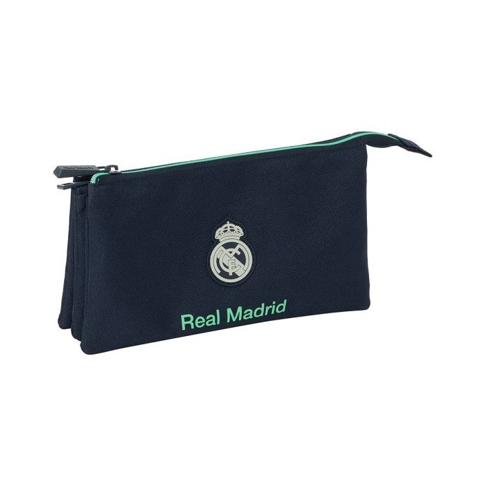 Safta Real Madrid 2ª Equipacion 25/26 Portatodo - 3 Compartimentos con Cremalleras - Bolsillo Interior - 0.6L - 220x30x120mm - Color Azul Marino