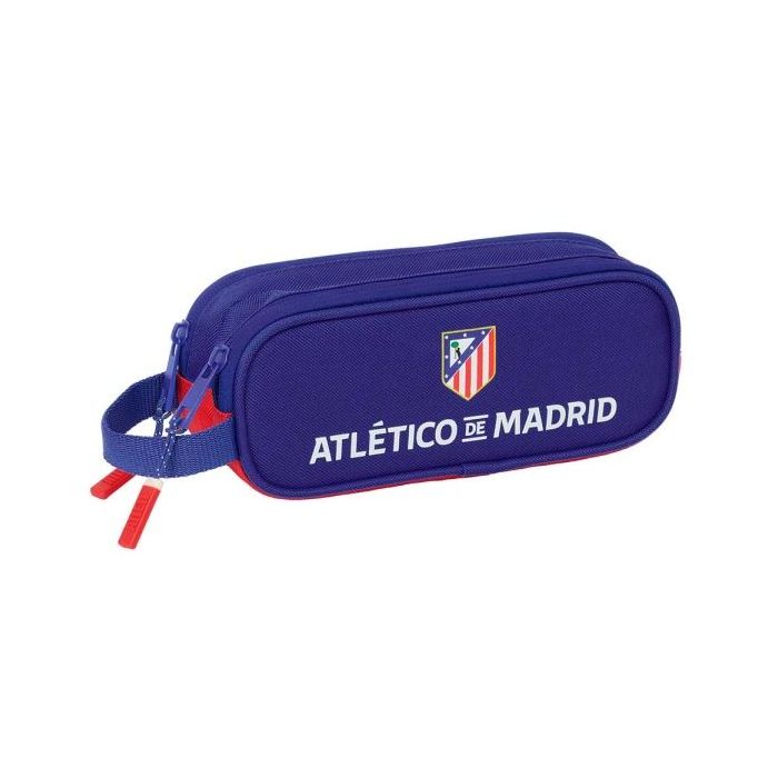 Safta Atletico de Madrid Portatodo - 2 Compartimentos con Cremalleras - Asa Lateral - 1L - 210x60x80mm - Color Azul Marino