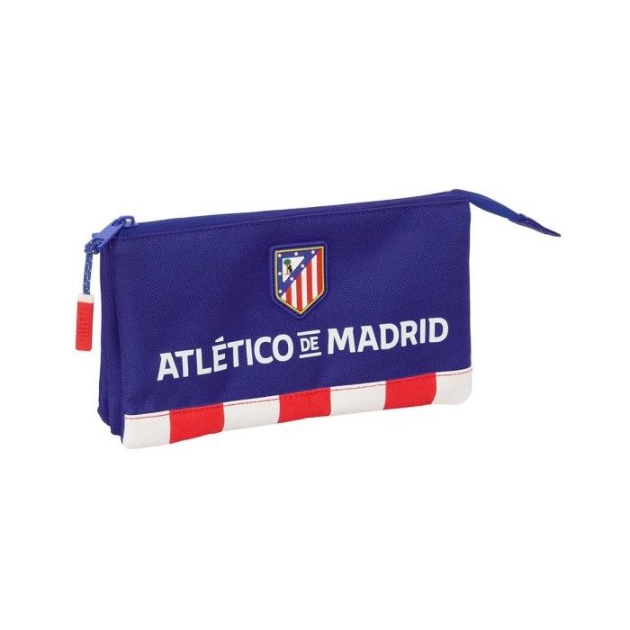 Safta Atletico de Madrid Portatodo - 3 Compartimentos con Cremalleras - Bolsillo Interior - 0.6L - 220x30x120mm - Color Azul Marino