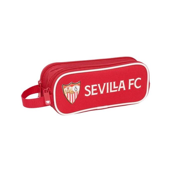 Safta Sevilla FC Portatodo - 2 Compartimentos con Cremalleras - 1L - Asa Lateral - Resistente al Agua - 210x60x80mm - Color Rojo