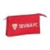 Safta Sevilla FC Portatodo - 3 Compartimentos con Cremalleras - Bolsillo Interior - Resistente al Agua - 220x30x120mm - Color Rojo