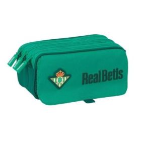 Safta Real Betis Balompie Portatodo - 3 Compartimentos con Cremalleras - Asa Lateral - Resistente al Agua - Cinta Adaptable - Bolsillo Frontal - 1.72L - 215x80x100mm - Color Verde