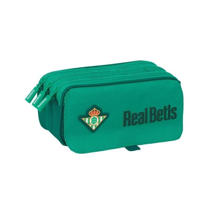 Safta Real Betis Balompie Portatodo - 3 Compartimentos con Cremalleras - Asa Lateral - Resistente al Agua - Cinta Adaptable - Bolsillo Frontal - 1.72L - 215x80x100mm - Color Verde