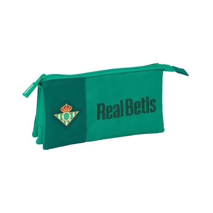 Safta Real Betis Balompie Portatodo - 3 Compartimentos con Cremalleras - Bolsillo Interior - Resistente al Agua - 220x30x120mm - Color Verde