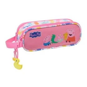 Safta Peppa Pig Baby Pig Portatodo - 2 Compartimentos con Cremalleras - Asa Lateral - 1L - 210x60x80mm - Color Rosa