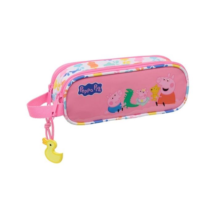 Safta Peppa Pig Baby Pig Portatodo - 2 Compartimentos con Cremalleras - Asa Lateral - 1L - 210x60x80mm - Color Rosa
