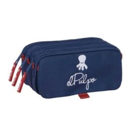 Safta el Pulpo Portatodo - 3 Compartimentos con Cremalleras - Bolsillo Frontal - Cinta Adaptable - 1.72L - 215x80x100mm - Color Azul Marino
