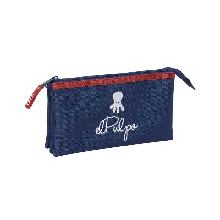 Safta el Pulpo Portatodo - 3 Compartimentos con Cremalleras - Bolsillo Interior - 0.6L - 220x30x120mm - Color Azul Marino