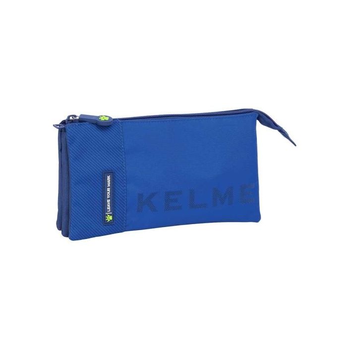 Safta Kelme Blue Portatodo - 3 Compartimentos con Cremalleras - Bolsillo Interior - 0.6L - 220x30x120mm - Color Azul