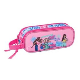 Safta Barbie Portatodo - 2 Compartimentos con Cremalleras - Asa Lateral - 1L - 210x60x80mm - Color Rosa