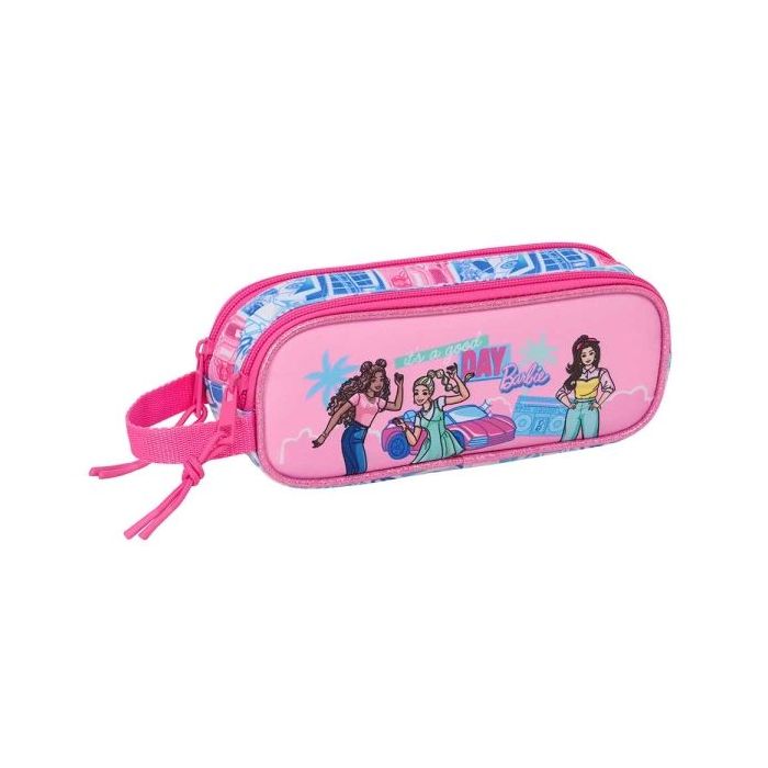 Safta Barbie Portatodo - 2 Compartimentos con Cremalleras - Asa Lateral - 1L - 210x60x80mm - Color Rosa