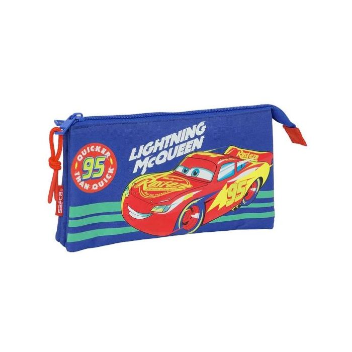 Safta Cars Portatodo - 3 Compartimentos con Cremalleras - Bolsillo Interior - 0.6L - 220x30x120mm - Color Azul