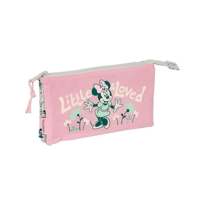 Safta Minnie Mouse Minty Portatodo - Cremallera - Bolsillo Interior - 0.60L - 220x30x120mm - Color Rosa Pastel