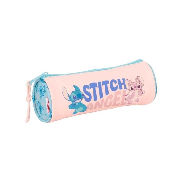 Safta Stitch Ohana Portatodo - Tirador Facil de Abrir - 1L - 200x70x70mm - Color Rosa Pastel