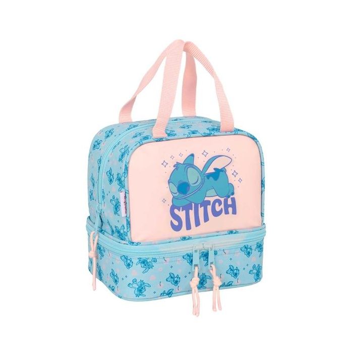 Safta Stitch Ohana Portameriendas de 6L - Asas Superiores - 200x150x200mm - Color Azul Claro