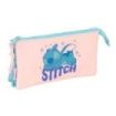 Safta Stitch Ohana Portatodo - 3 Compartimentos con Cremalleras - Bolsillo Interior - 0.6L - 220x30x120mm - Color Azul Claro