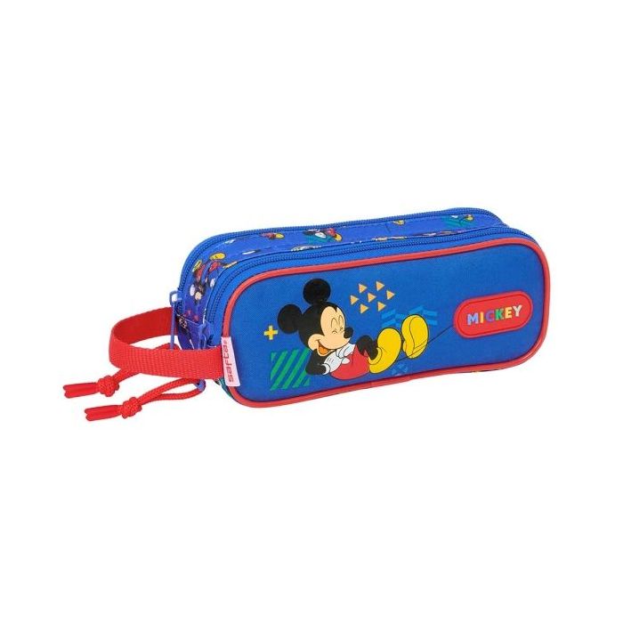 Safta Mickey Mouse Today Portatodo - 2 Compartimentos con Cremalleras - Asa Lateral - 1L - 210x60x80mm - Color Azul