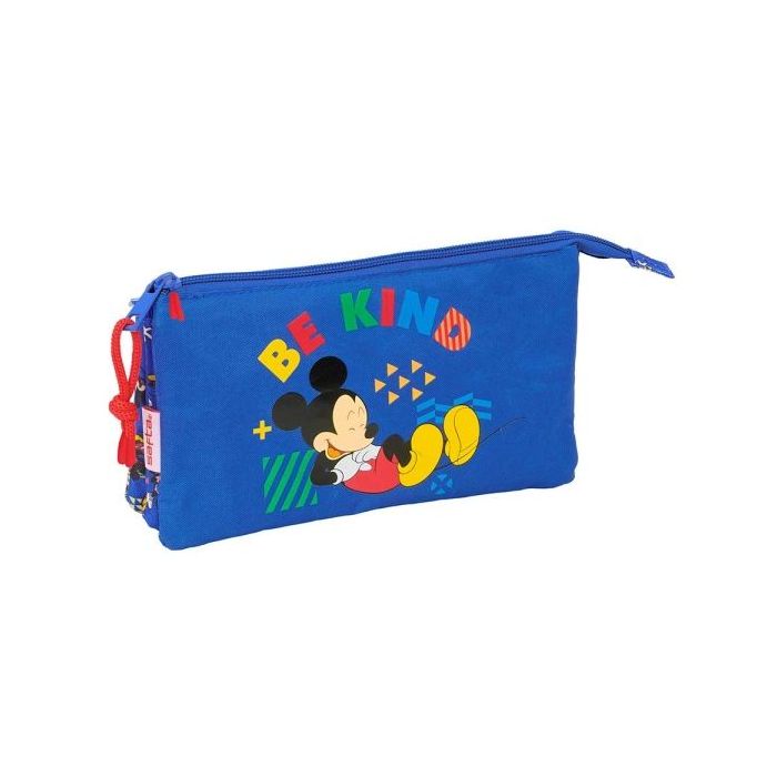 Safta Mickey Mouse Today Portatodo - 3 Compartimentos con Cremalleras - Bolsillo Interior - 0.6L - 220x30x120mm - Color Azul