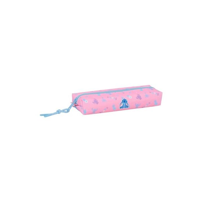 Safta Stitch Bright Portatodo - Cremallera - Goma Elastica - 0.53L - Acabado Brillante - 220x70x40mm - Color Rosa