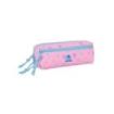 Safta Stitch Bright Portatodo - 3 Compartimentos con Cremalleras - Goma Elastica - 0.98L - 220x60x85mm - Color Rosa