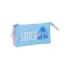 Safta Stitch Bright Portatodo - 3 Compartimentos con Cremalleras - Bolsillo Interior - 0.6L - 220x30x120mm - Color Azul