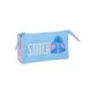 Safta Stitch Bright Portatodo - 3 Compartimentos con Cremalleras - Bolsillo Interior - 0.6L - 220x30x120mm - Color Azul