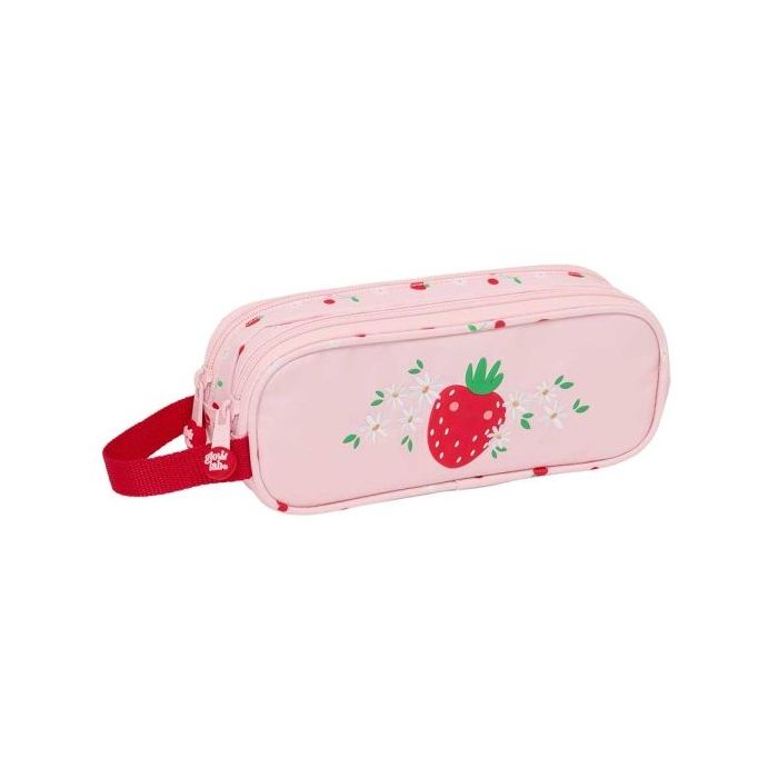 Safta Glowlab Frutitas Portatodo - 2 Compartimentos con Cremalleras - Asa Lateral - 1L - 210x60x80mm - Color Rosa