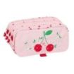 Safta Glowlab Frutitas Portatodo - 3 Compartimentos con Cremalleras - Bolsillo Frontal - Cinta Adaptable - 1.72L - 215x80x100mm - Color Rosa