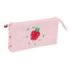Safta Glowlab Frutitas Portatodo - 3 Compartimentos con Cremalleras - Bolsillo Interior - 0.6L - 220x30x120mm - Color Rosa