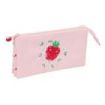 Safta Glowlab Frutitas Portatodo - 3 Compartimentos con Cremalleras - Bolsillo Interior - 0.6L - 220x30x120mm - Color Rosa
