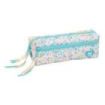 Safta Moos Fiori Portatodo - 3 Compartimentos con Cremalleras - Goma Elastica - Material Reciclado - 0.98L - 220x60x85mm - Color Azul Claro