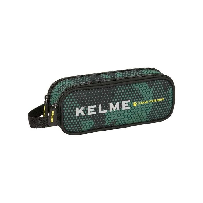 Safta Kelme Camo Portatodo - 2 Compartimentos con Cremalleras - Asa Lateral - 1L - 210x60x80mm - Color Verde Camuflaje
