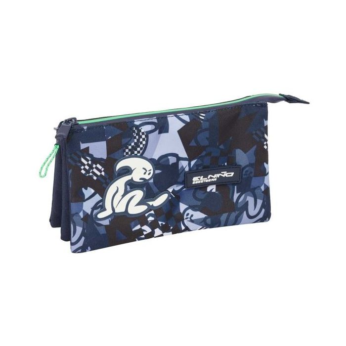Safta el Niño Navy Portatodo - 3 Compartimentos con Cremalleras - Bolsillo Interior - 0.6L - 220x30x120mm - Color Azul Marino