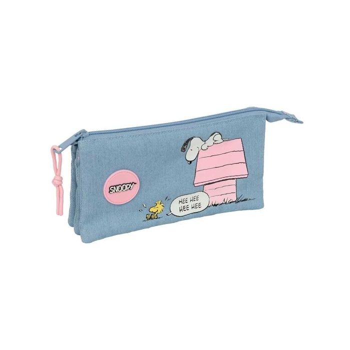 Safta Snoopy Portatodo - Cremallera - 0.6L - Bolsillo Interior - Bolsillo Interior - 220x30x120mm - Color Azul