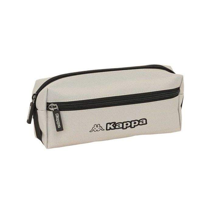 Safta Kappa Grey Portatodo - 3 Compartimentos con Cremalleras - Goma Elastica - 0.98L - 220x60x85mm - Color Negro y Gris