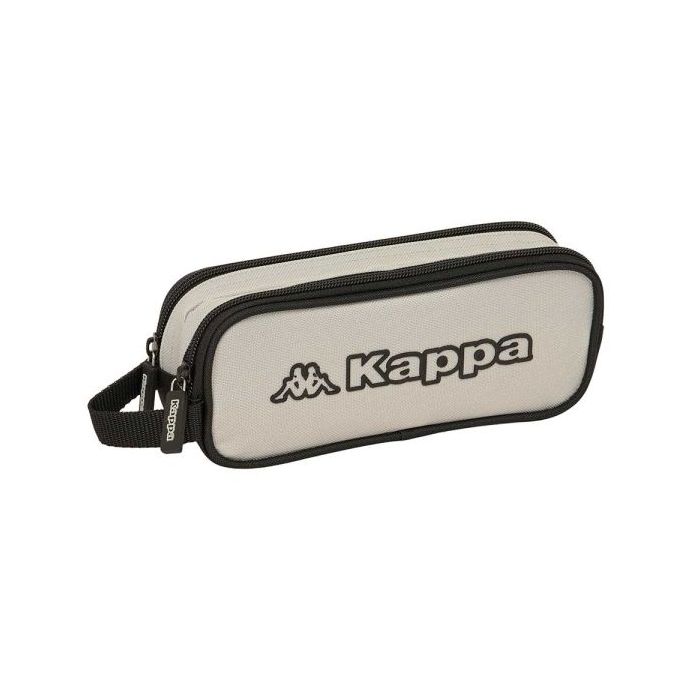 Safta Kappa Grey Portatodo - 2 Compartimentos con Cremalleras - Asa Lateral - 1L - 210x60x80mm - Color Negro y Gris