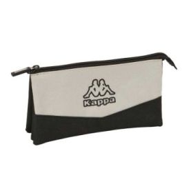 Safta Kappa Grey Portatodo - 3 Compartimentos con Cremalleras - Bolsillo Interior - 0.6L - 220x30x120mm - Color Negro y Gris