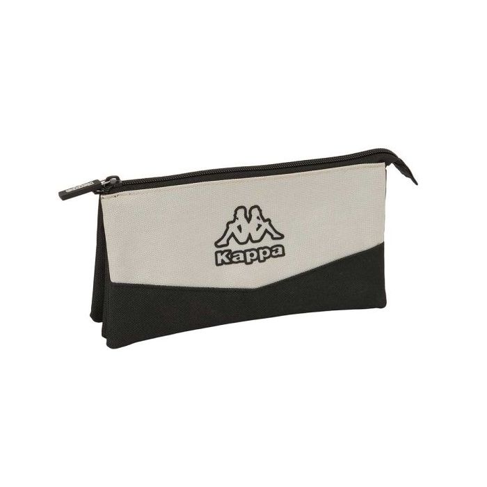 Safta Kappa Grey Portatodo - 3 Compartimentos con Cremalleras - Bolsillo Interior - 0.6L - 220x30x120mm - Color Negro y Gris