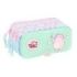 Safta Pembe The Pink Cat Portatodo - 3 Compartimentos con Cremalleras - Bolsillo Frontal - Cinta Adaptable - 1.72L - 215x80x100mm - Color Menta