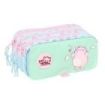 Safta Pembe The Pink Cat Portatodo - 3 Compartimentos con Cremalleras - Bolsillo Frontal - Cinta Adaptable - 1.72L - 215x80x100mm - Color Menta