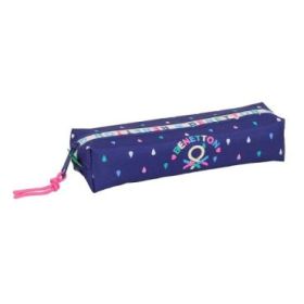 Safta Benetton Drop Portatodo - Cremallera - Goma Elastica - 0.53L - 220x70x40mm - Color Azul Oscuro