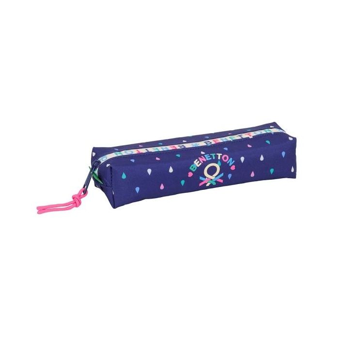 Safta Benetton Drop Portatodo - Cremallera - Goma Elastica - 0.53L - 220x70x40mm - Color Azul Oscuro