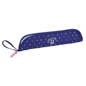 Safta Benetton Drop Portaflautas - Interior Acolchado - Alojamiento para Varilla - Asa Lateral - Borde Reforzado - 0.6L - 370x20x80mm - Color Azul Oscuro