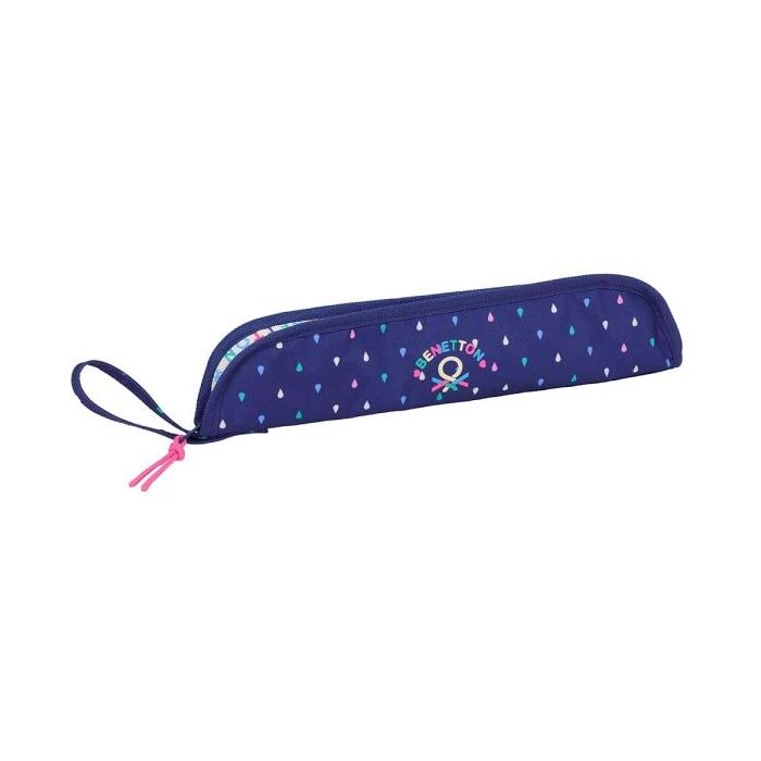 Safta Benetton Drop Portaflautas - Interior Acolchado - Alojamiento para Varilla - Asa Lateral - Borde Reforzado - 0.6L - 370x20x80mm - Color Azul Oscuro